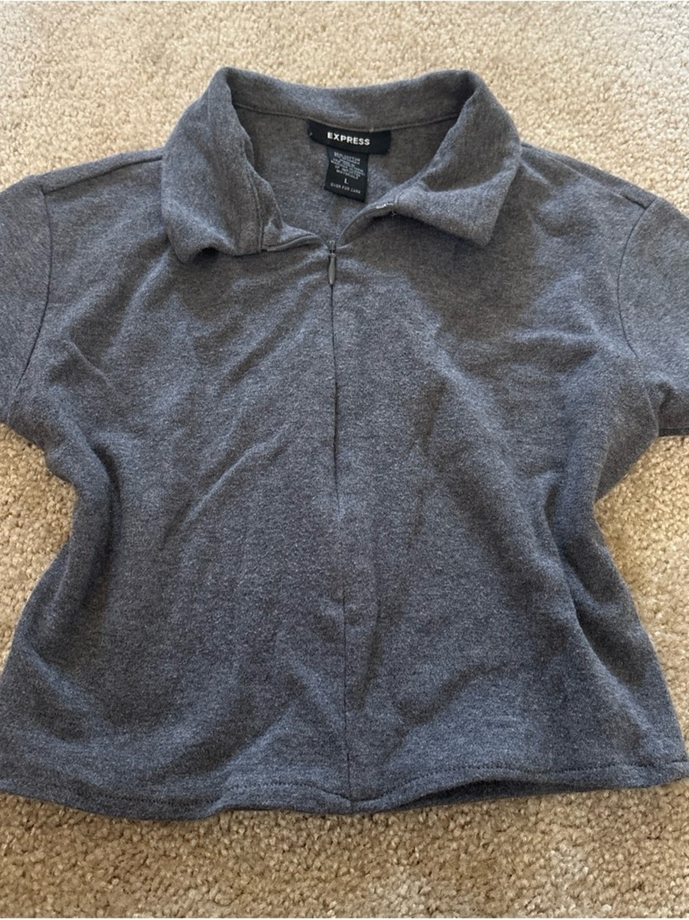Express Short Sleeve Zip Polo in Charcoal Gray